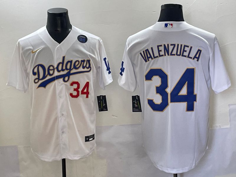 Men 2025 Los Angeles Angels #34 Valenzuela White Gold Game Nike MLB Jersey style 3